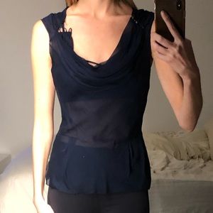 Zac Posen Navy Blue Blouse